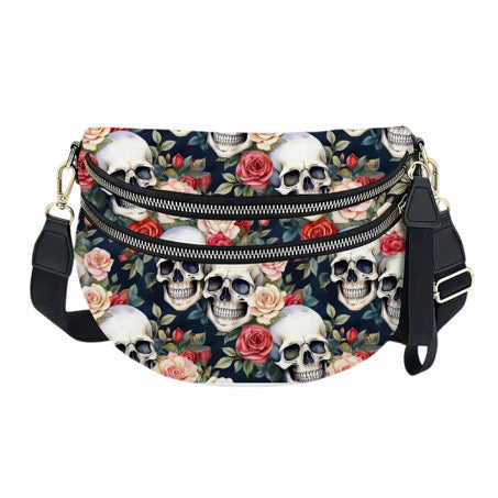 The Roni Nylon Crossbody - Skull Floral - PREORDER