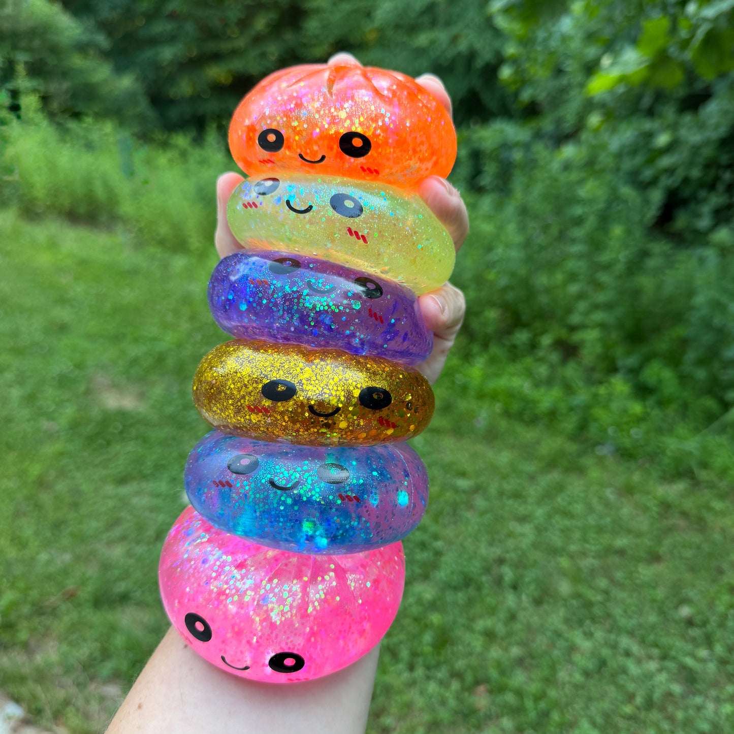 Squishy Toy - Viral Dumpling, Slow Rise Glitter - Gold