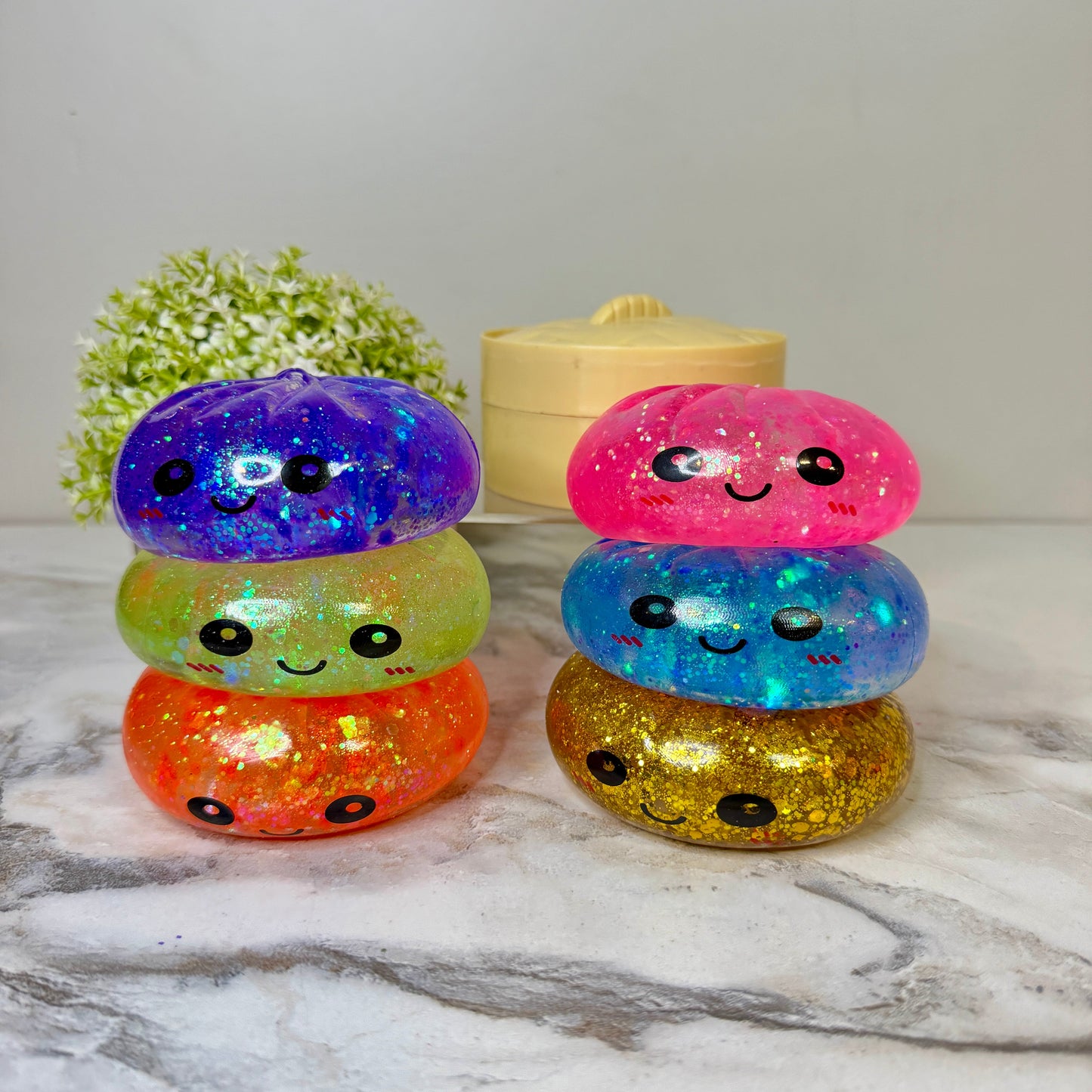 Squishy Toy - Viral Dumpling, Slow Rise Glitter - Pink