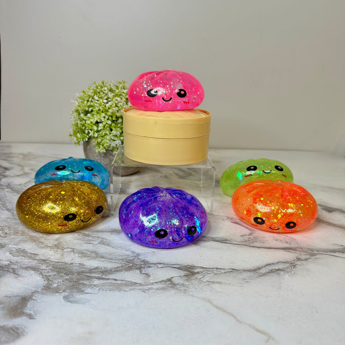 Squishy Toy - Viral Dumpling, Slow Rise Glitter - Purple