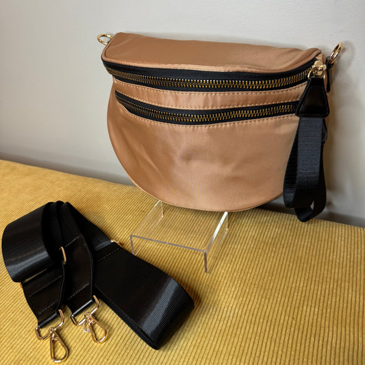 The Roni Nylon Crossbody - Bronze + Black
