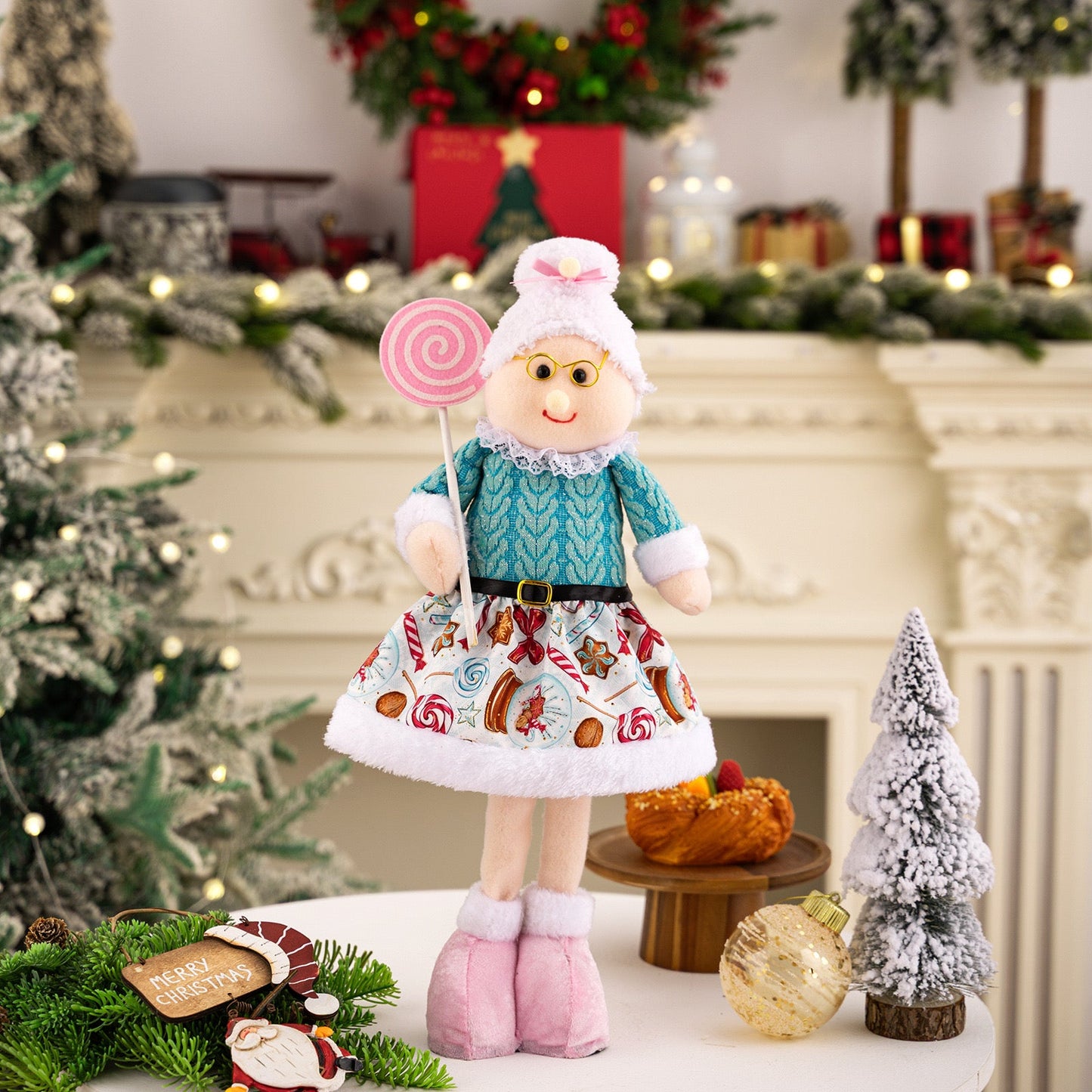 Telescopic Standing Christmas Decor - Pink & Blue